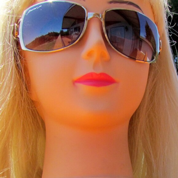 SUNGLASSES, ELEMENT 8, BROWN w GOLD METAL EDGES, UV 400 WOMEN, UNISEX w NOSEPADS - Picture 2 of 10